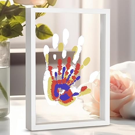 Family Handprint Kit, DIY Craft Keepsake Wooden Frame, Endless Gift Set, Non-Toxic Paints, Transparent Sheets